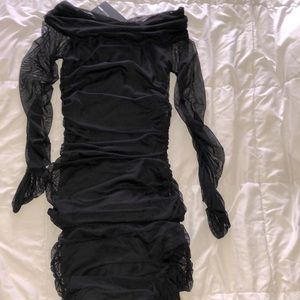 Black strapless touched dress